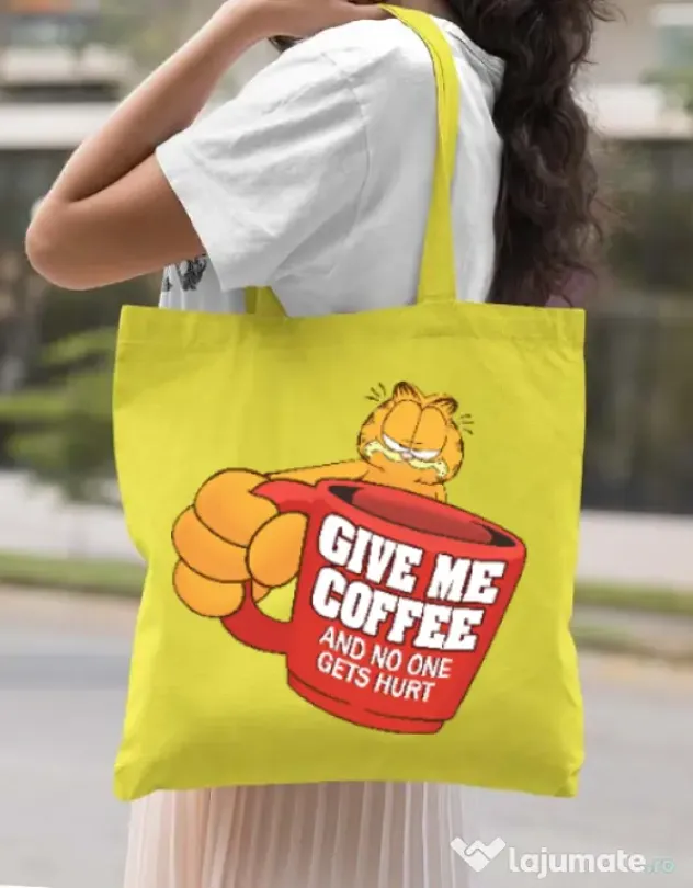 Sacosa din panza Give me coffee Galben
