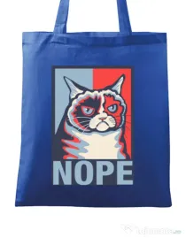 Sacosa din panza Grumpy cat Nope Albastru regal