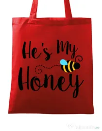 Sacosa din panza He is my honey Rosu