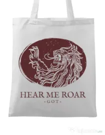 Sacosa din panza Hear me roar Alb