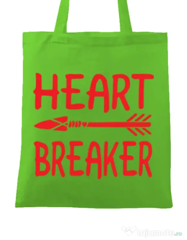Sacosa din panza Heart breaker Verde mar
