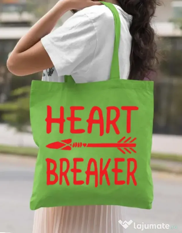 Sacosa din panza Heart breaker Verde mar