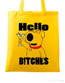 Sacosa din panza Hello bitches Galben