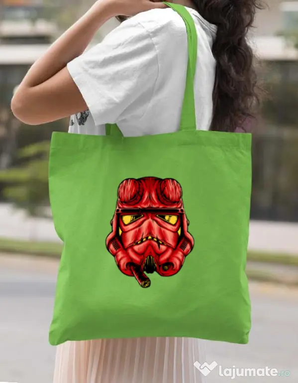 Sacosa din panza Helltrooperboy Verde mar