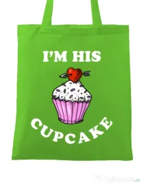 Sacosa din panza His cupcake Verde mar