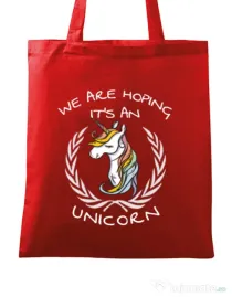 Sacosa din panza Hoping for an unicorn Rosu