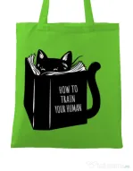 Sacosa din panza How to train your human Verde mar