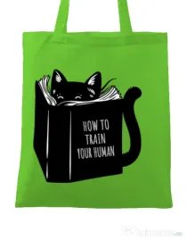 Sacosa din panza How to train your human Verde mar