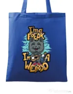 Sacosa din panza I am a freak Albastru regal