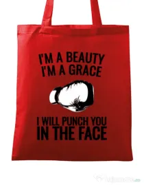 Sacosa din panza I am a grace Rosu