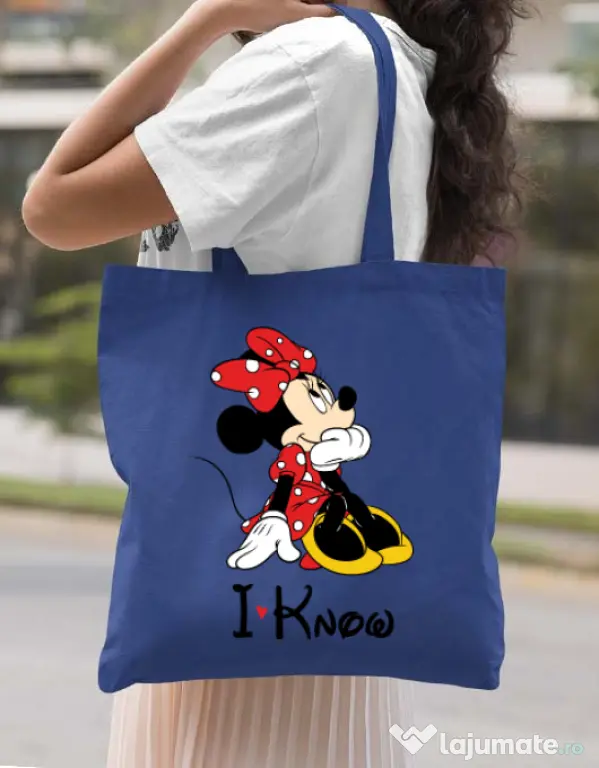 Sacosa din panza I know Albastru regal