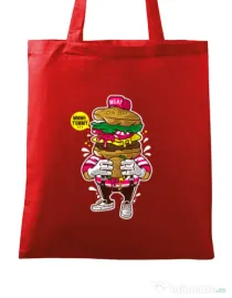 Sacosa din panza I Love Burger Rosu