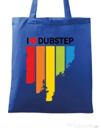 Sacosa din panza I love dubstep Albastru regal