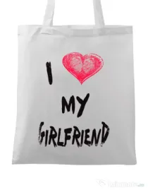 Sacosa din panza I love my girlfriend Alb