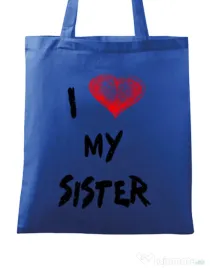 Sacosa din panza I love my sister Albastru regal