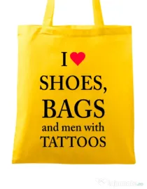 Sacosa din panza I love shoes Galben