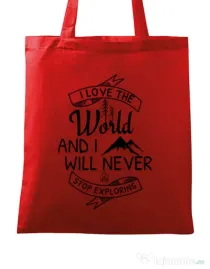 Sacosa din panza I love the world Rosu