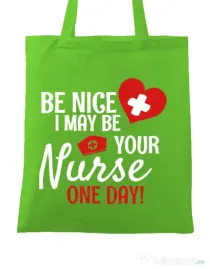Sacosa din panza I may be your nurse Verde mar