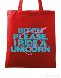 Sacosa din panza I ride a unicorn Rosu