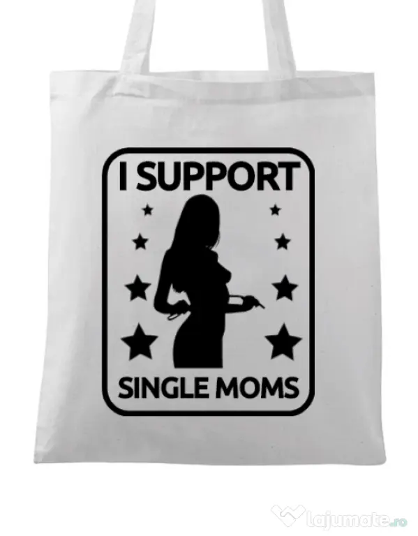 Sacosa din panza I support single moms Alb