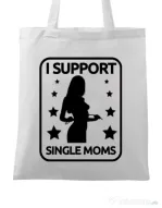 Sacosa din panza I support single moms Alb