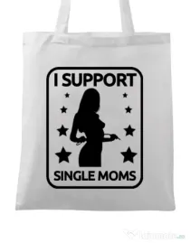 Sacosa din panza I support single moms Alb