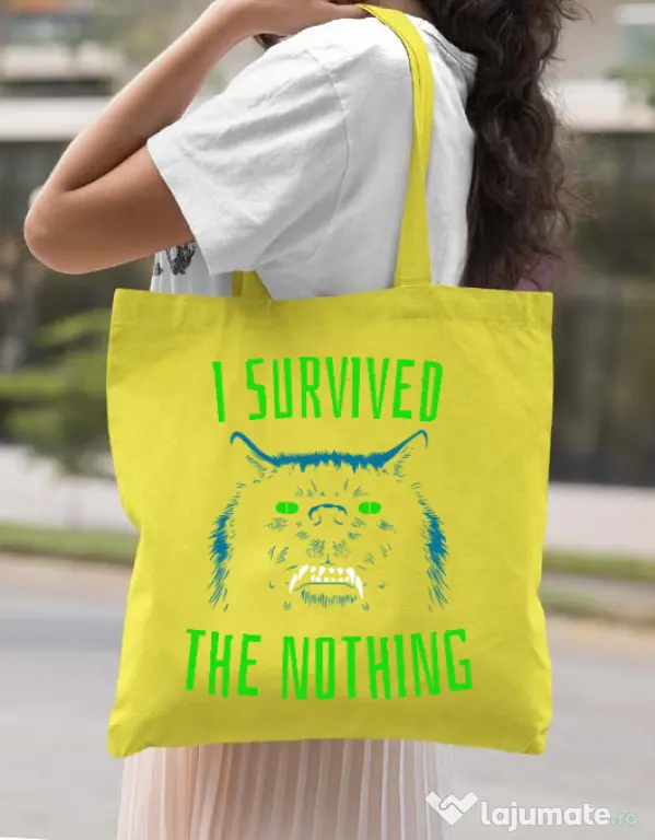 Sacosa din panza I survived Galben