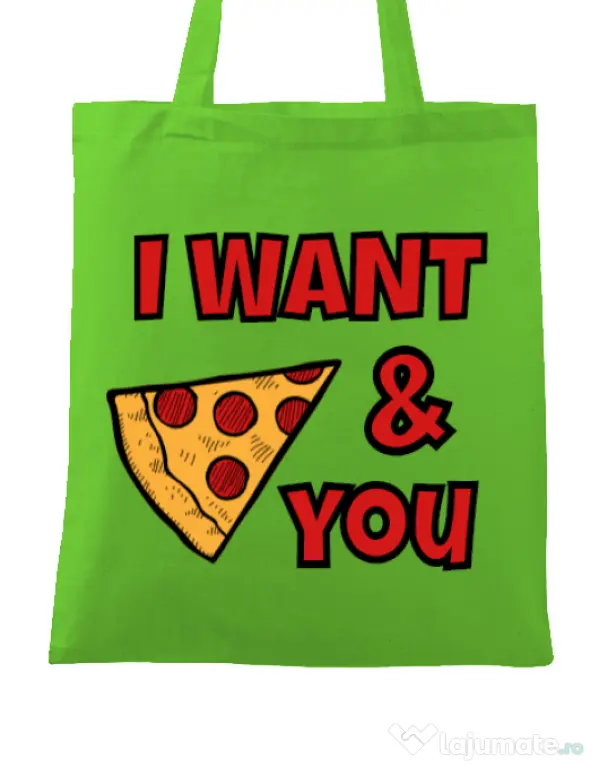 Sacosa din panza I want you Verde mar