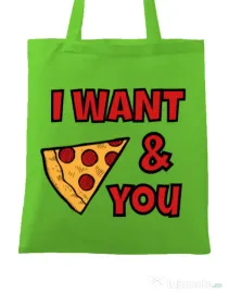 Sacosa din panza I want you Verde mar