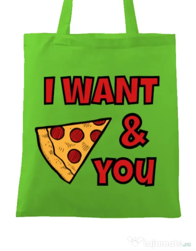 Sacosa din panza I want you Verde mar