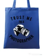 Sacosa din panza I’m a photographer Albastru regal