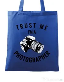 Sacosa din panza I’m a photographer Albastru regal