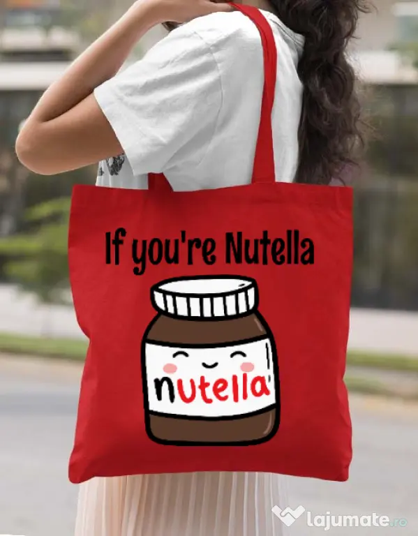 Sacosa din panza If you are nutella Rosu