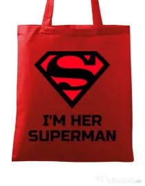 Sacosa din panza I'm her Superman Rosu