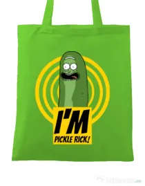 Sacosa din panza I'm pickle Rick! Verde mar