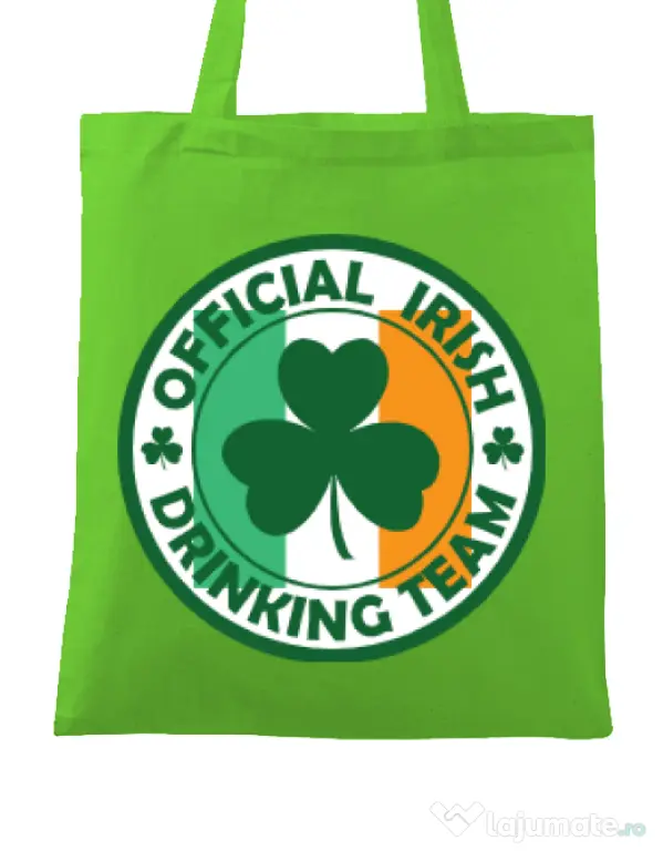 Sacosa din panza Irish Drinking Team Verde mar