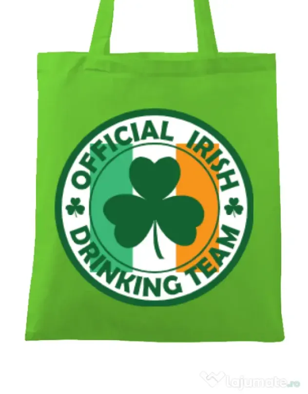 Sacosa din panza Irish Drinking Team Verde mar