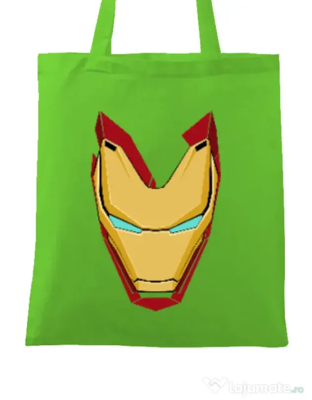 Sacosa din panza Iron man mask Verde mar
