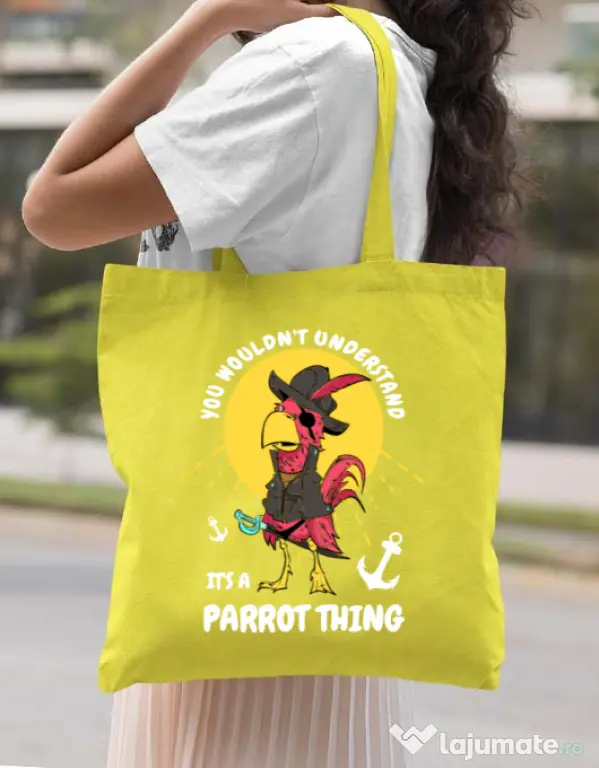 Sacosa din panza It’s a parrot thing Galben