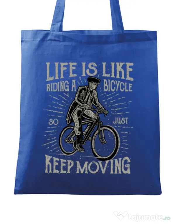 Sacosa din panza Keep moving Albastru regal