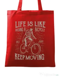 Sacosa din panza Life Is Like Riding A Bicycle Rosu
