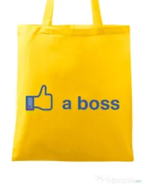 Sacosa din panza Like a boss Facebook Galben