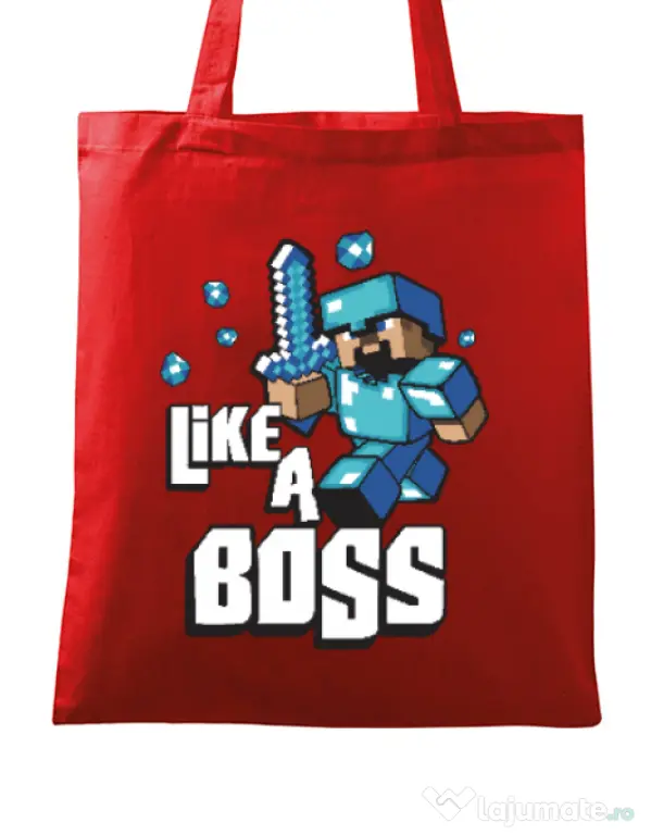 Sacosa din panza Like a boss Rosu