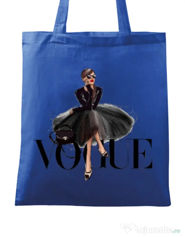 Sacosa din panza Little black tutu Albastru regal