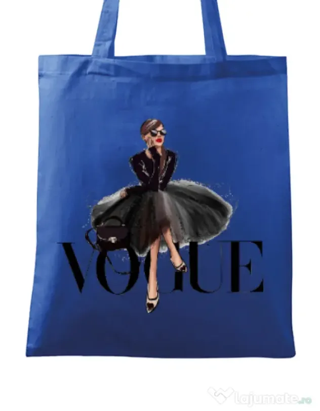 Sacosa din panza Little black tutu Albastru regal