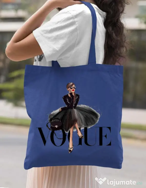 Sacosa din panza Little black tutu Albastru regal