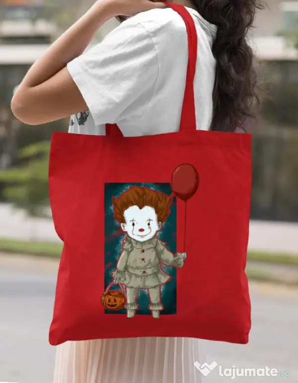 Sacosa din panza Little clown Rosu