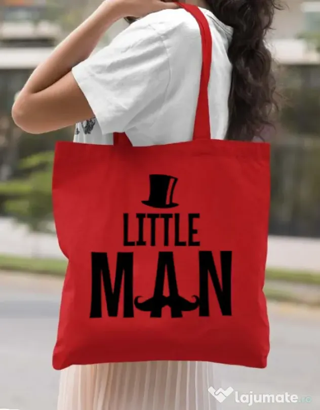 Sacosa din panza Little man Rosu