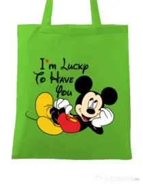 Sacosa din panza Lucky to have you Verde mar