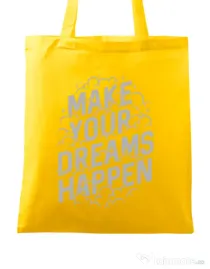 Sacosa din panza Make your dreams happen Galben